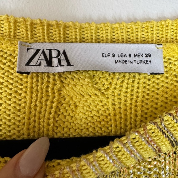 Zara Yellow Crew Neck Sweater with Textured Knit - Picture 6 of 17